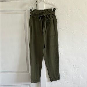 Olive Green High-Waisted Jogger Pants